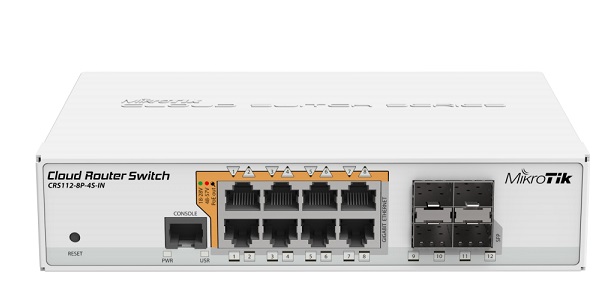 Thiết bị chuyển mạch MIKROTIK CRS112-8P-4S-IN, PoE